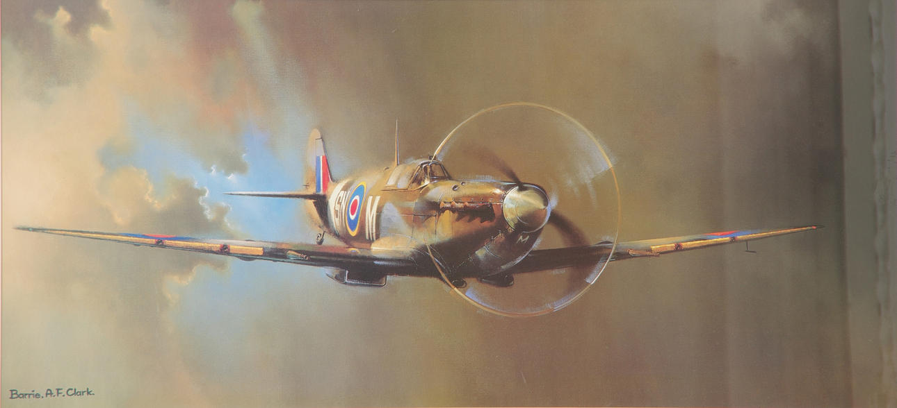 BARRIE. A. F. CLARK. EFTER. "Spitfire", inramat tryck.