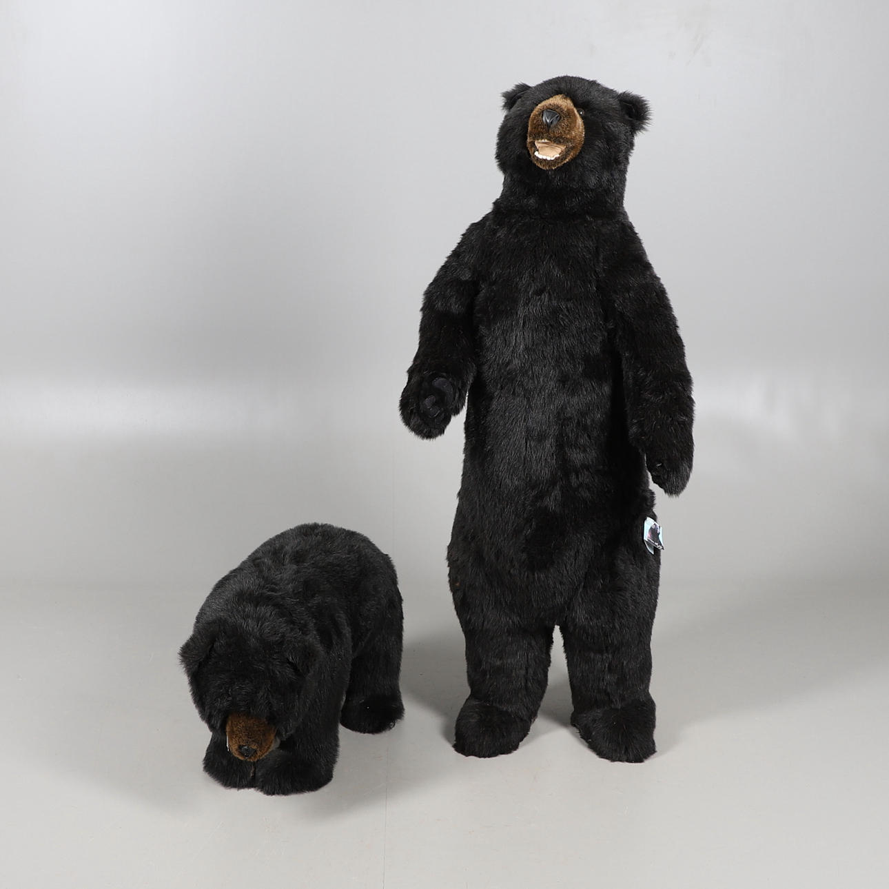 TWO DITZ DESIGNS PLUSH BLACK BEAR FIGURES.