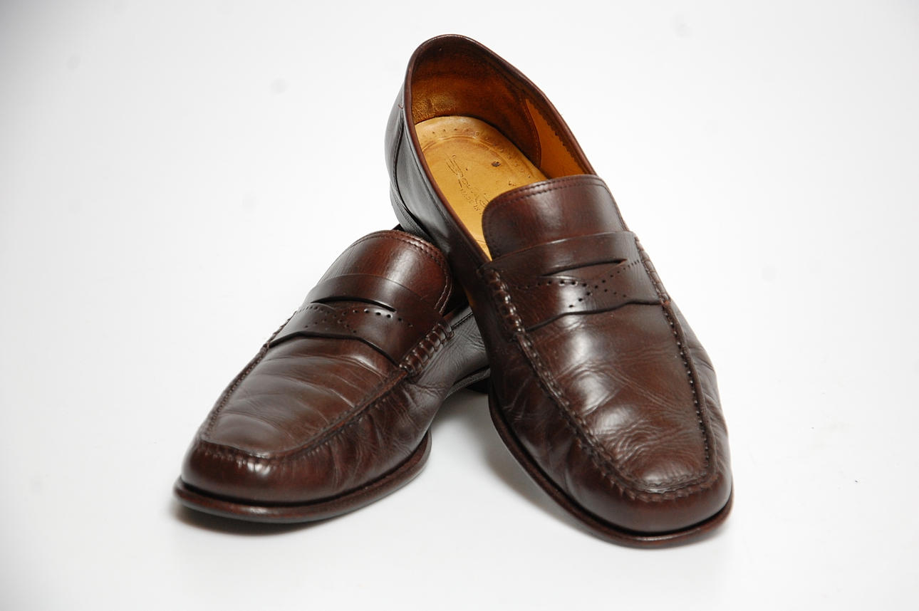 HERRSKO, skinn, Pennyloafers," Santoni ".