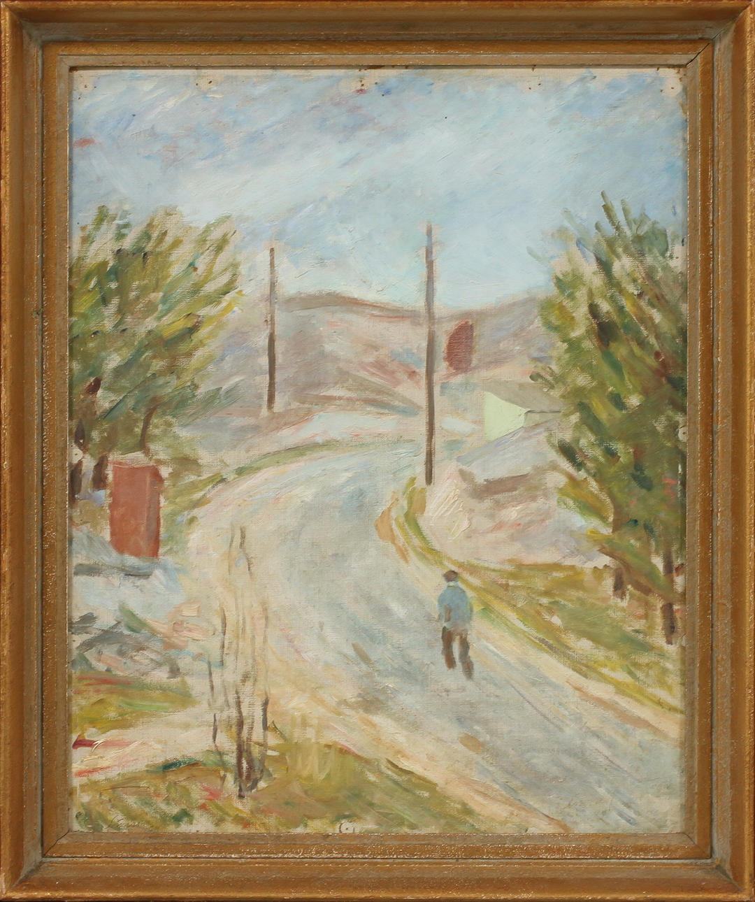 HUGO SIMSON. Figur på väg. Olja på duk, signerad.