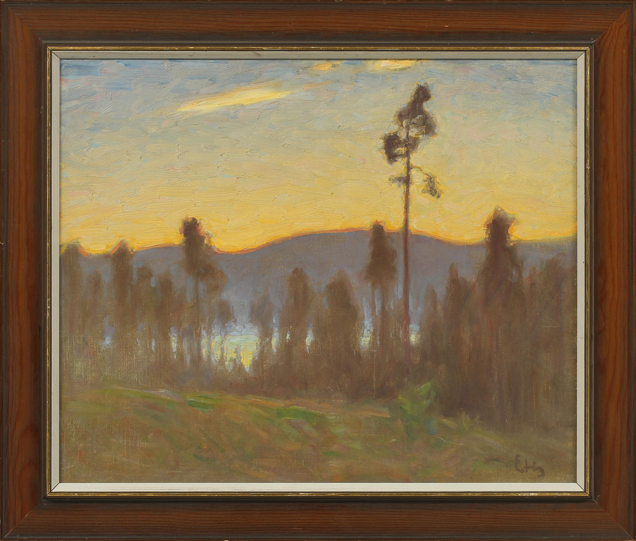 ECKE HEDBERG. Aftonrodnad. Olja på duk, signerad.