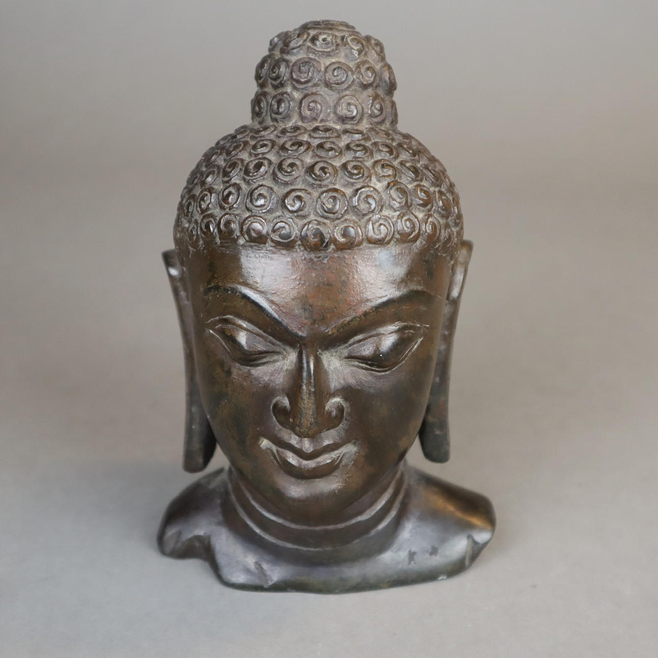 Small BUDDHA HEAD - stone sculpture, India.