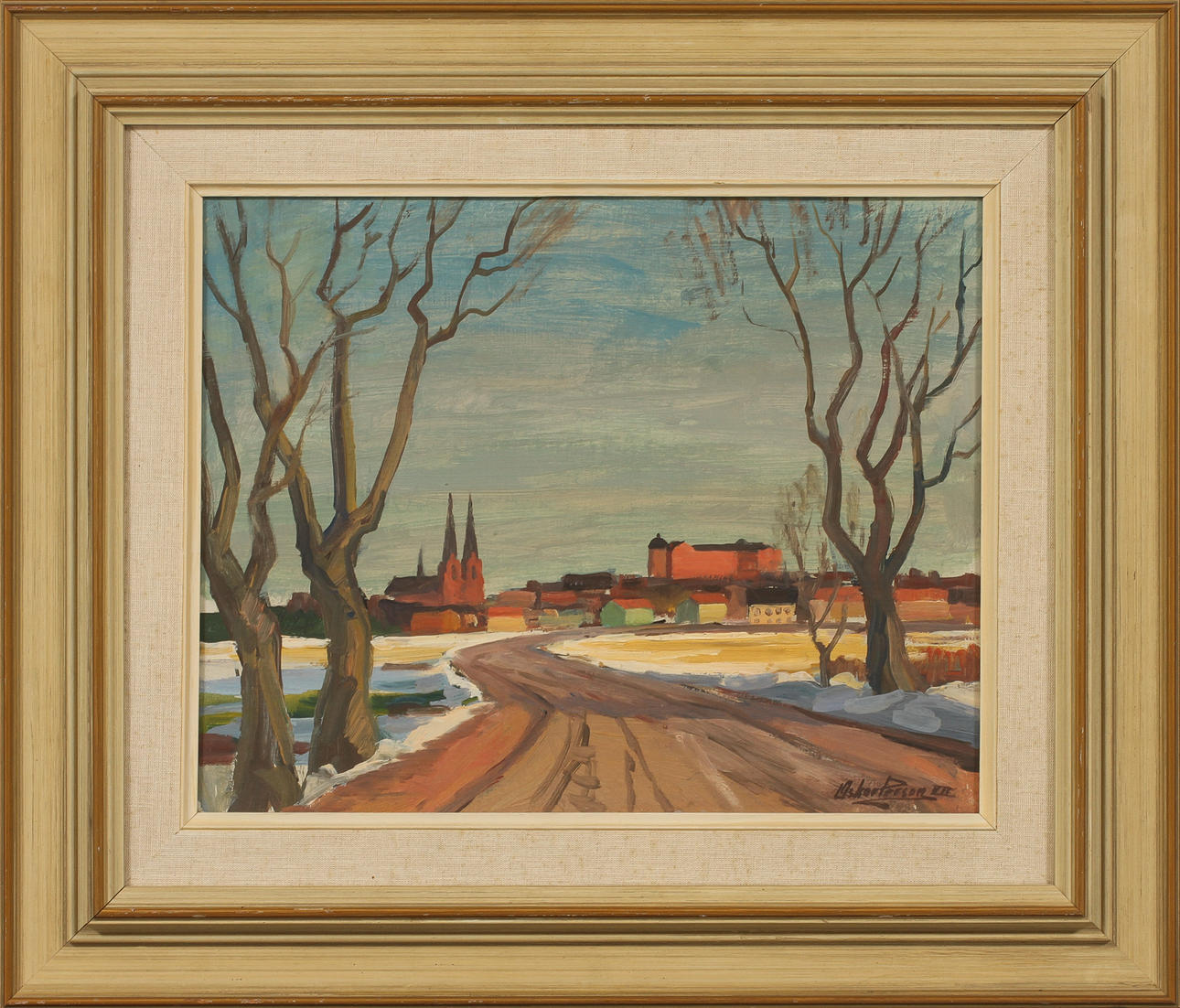 OSKAR PERSON. Motiv från Uppsala. Olja på duk, signerad.