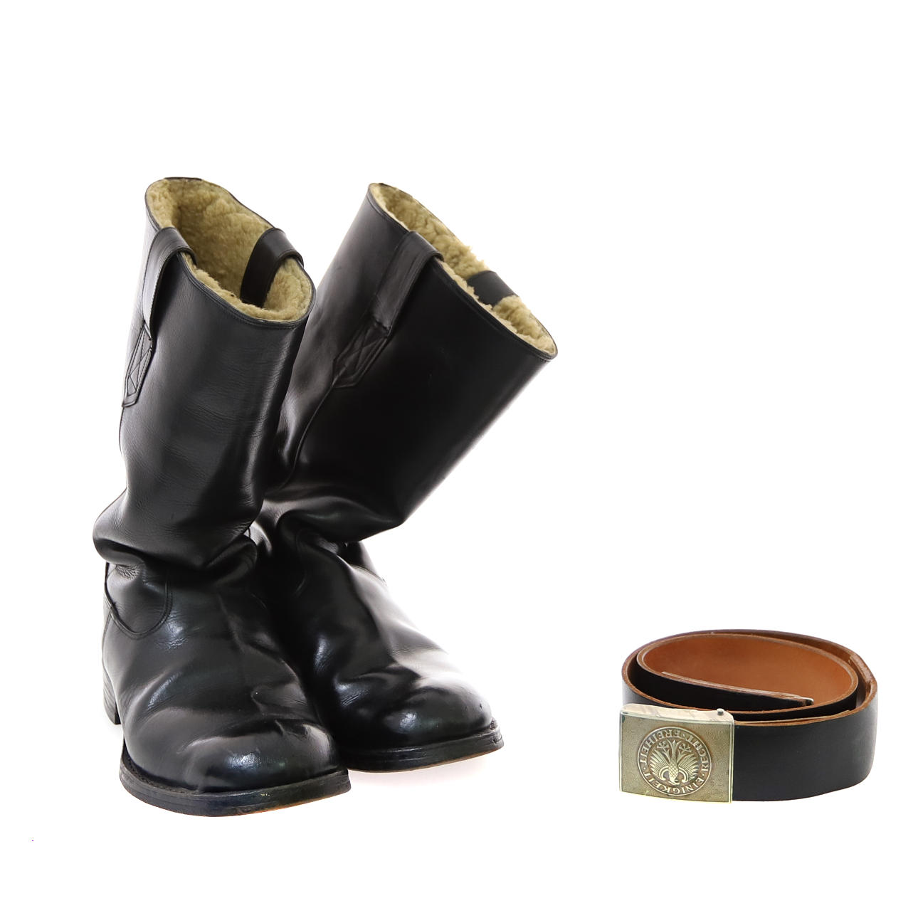 MILITÄRSTÖVLAR, SVART LÄDER, CA 1950.