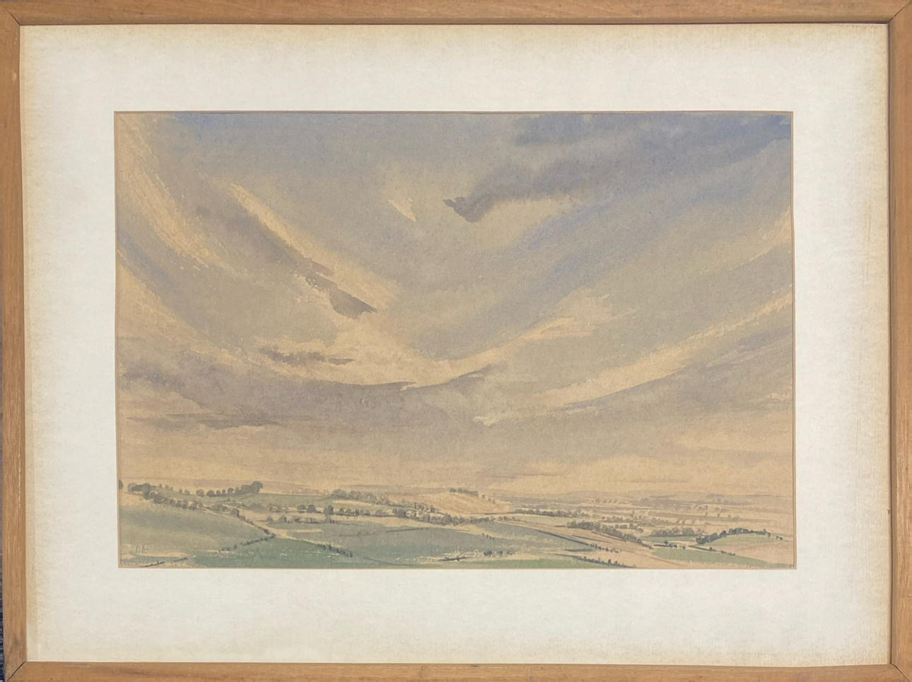 AKVAREL AF EN LANDLIG SCENE.