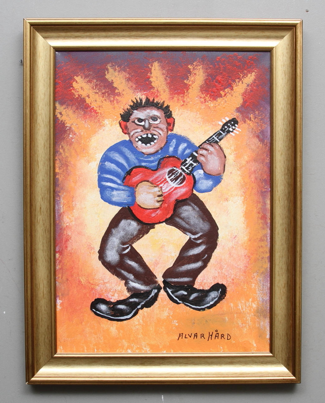 ALVAR HÅRD. olja på duk, "Trubaduren", signerad.