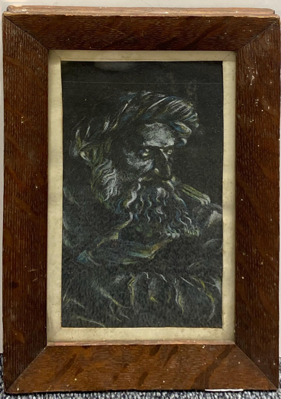 PASTELL AV EN SKÄGGIG MAN.