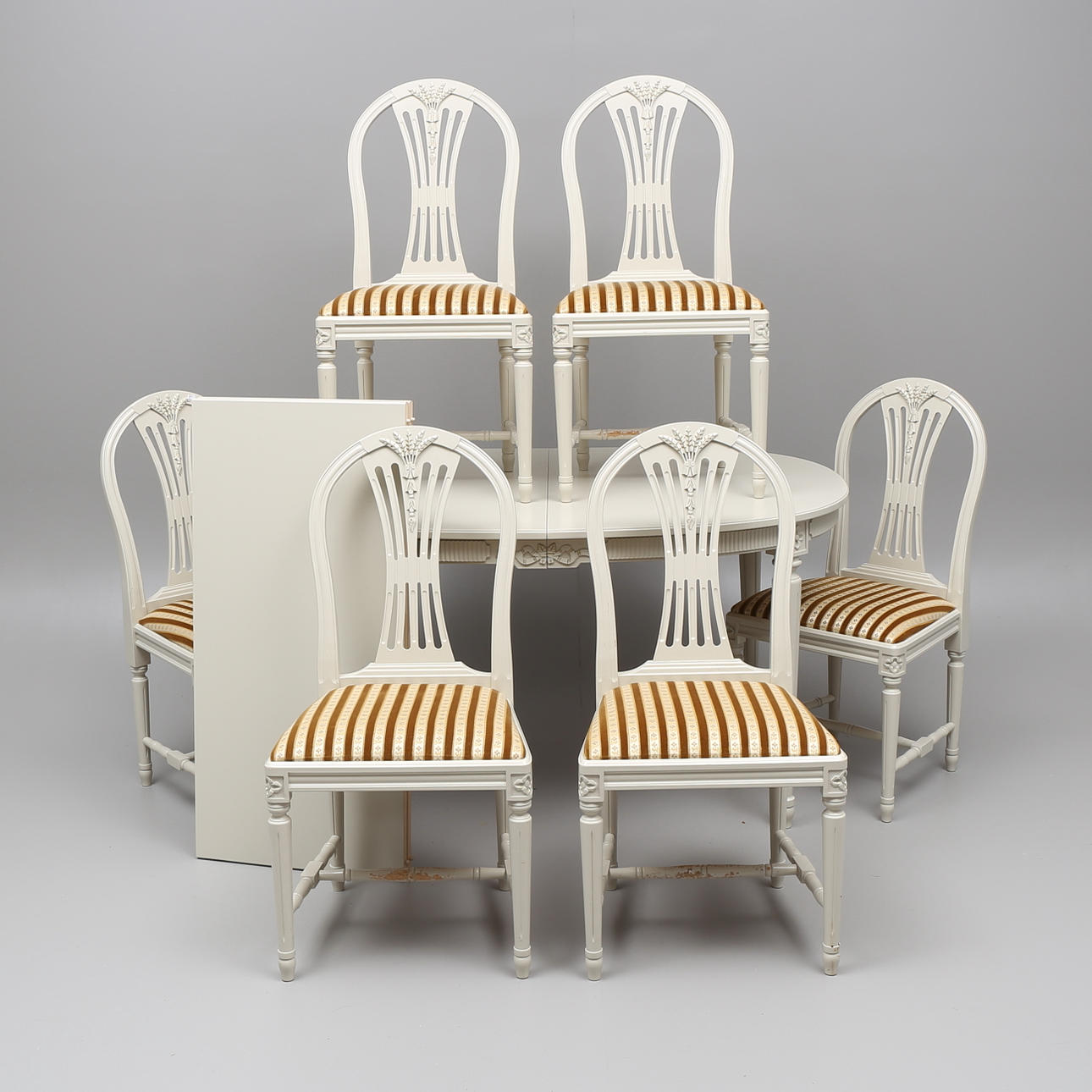 MATSALSMÖBEL, 7 delar, gustaviansk stil, Axet-modell, 1900-talets andra hälft.