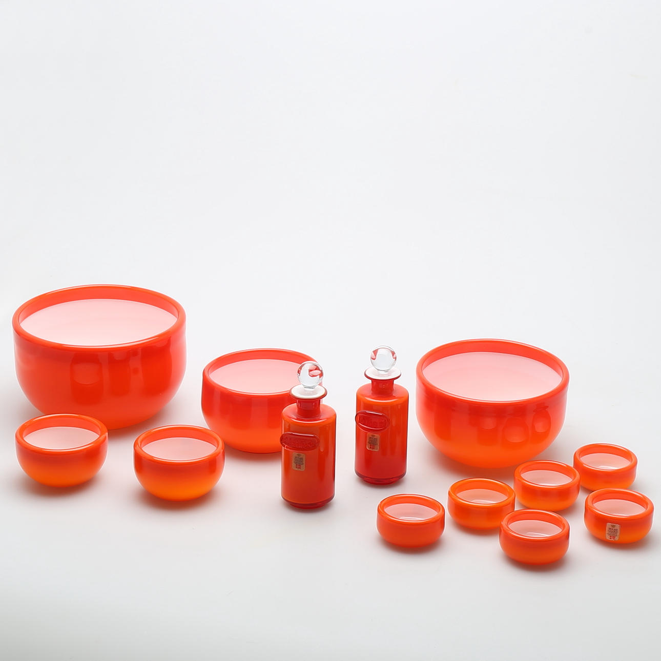 MICHAEL BANG. PARTI GLAS, 15 delar, Holmegaard "Palet", Danmark 1969-76.