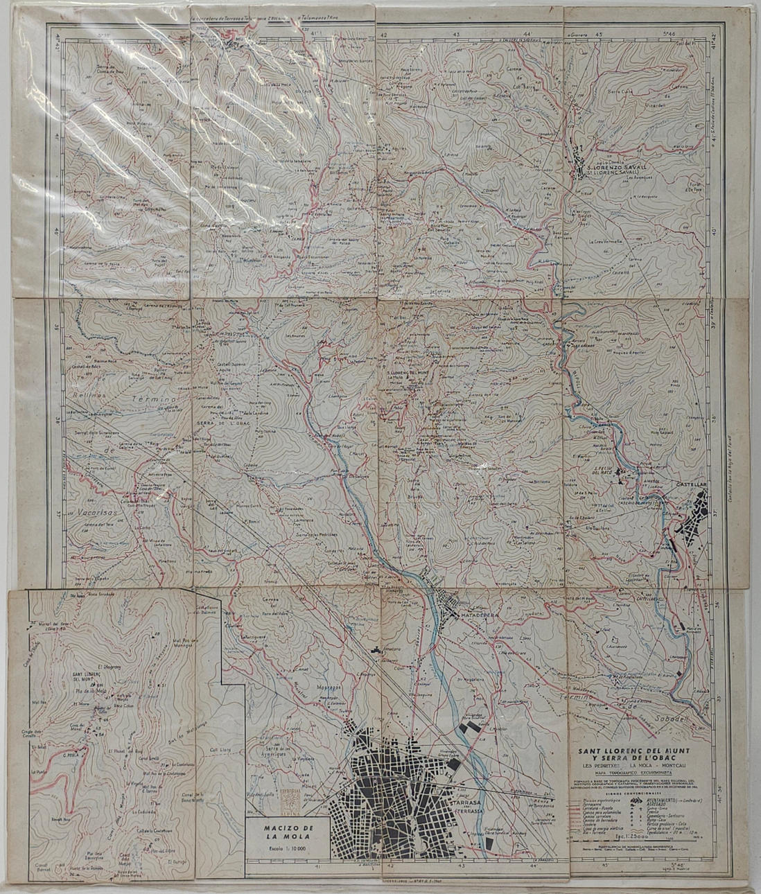ANTIGUO MAPA TOPOGRÁFICO EXCURSIONISTA DEL MACIZO DE LA MOLA.