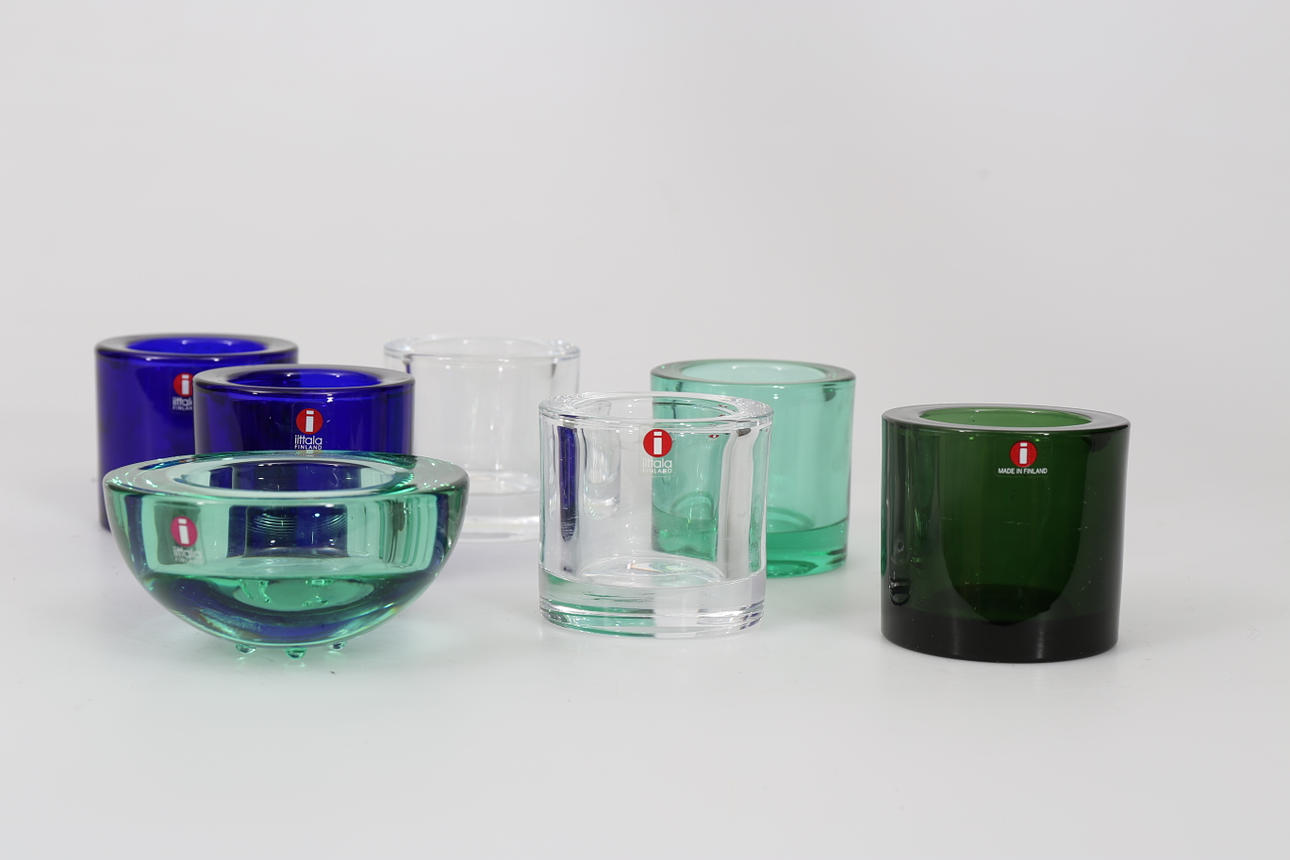 LJUSLYKTOR, glas, 7 stycken, Iittala, 1900-2000-tal.