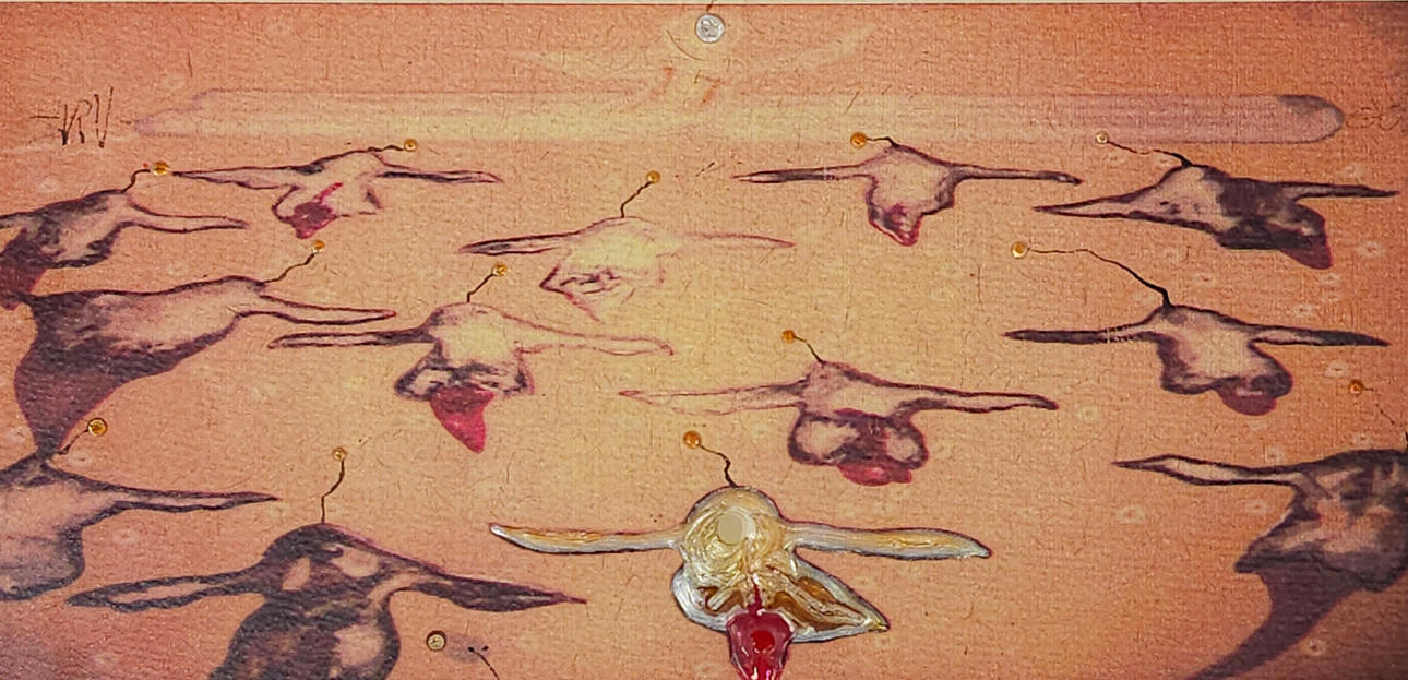 ALBERT PORTA "ZUSH". LITHOGRAPH WITH THE ARTIST'S INTERVENTIONS (MIXED TECHNIQUE) “GOD DOG-SAPALALLUM”, 1990. TITLED, DATED AND DEDICATED ON THE BACK. FOR PASCUAL (IRANZO).