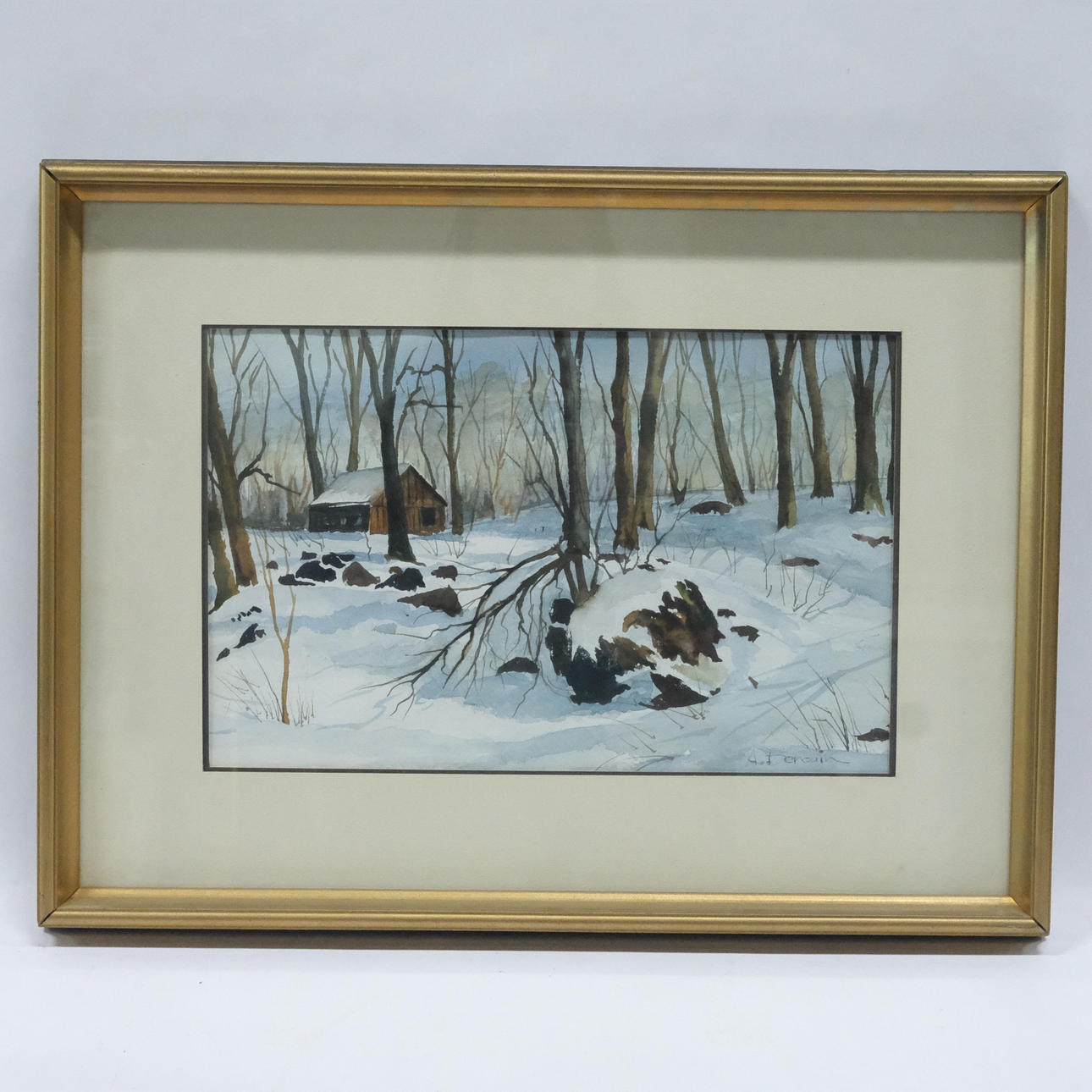 UNBEKANNTER KÜNSTLER. AQUARELL. WINTERLANDSCHAFT.