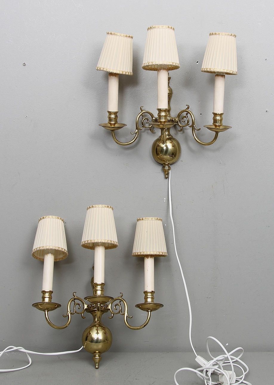 VÄGGLAMPOR, ett par, barockstil, 1900-tal.