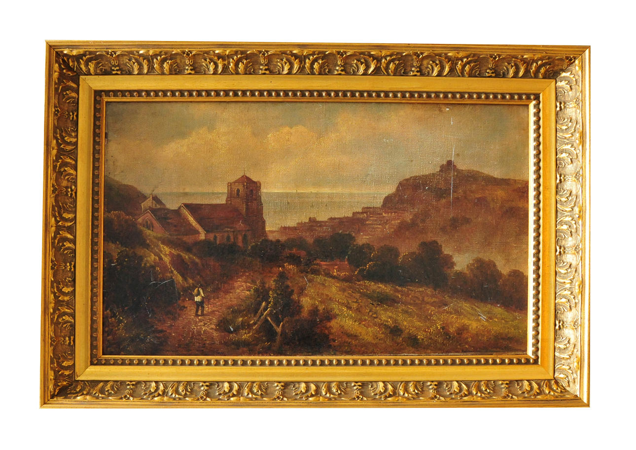 OKÄND KONSTNÄR. Olja på duk, bär otydlig signatur. 1800-tal.