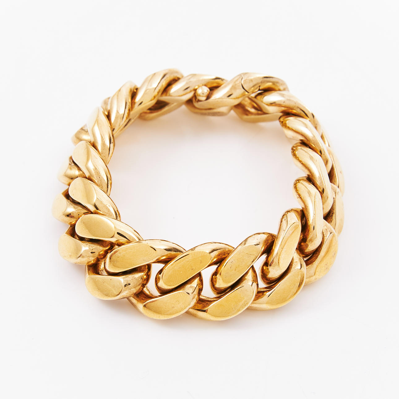 BOTTEGA VENETA, bracelet, gilt sterling silver, mangled armored bracelet.