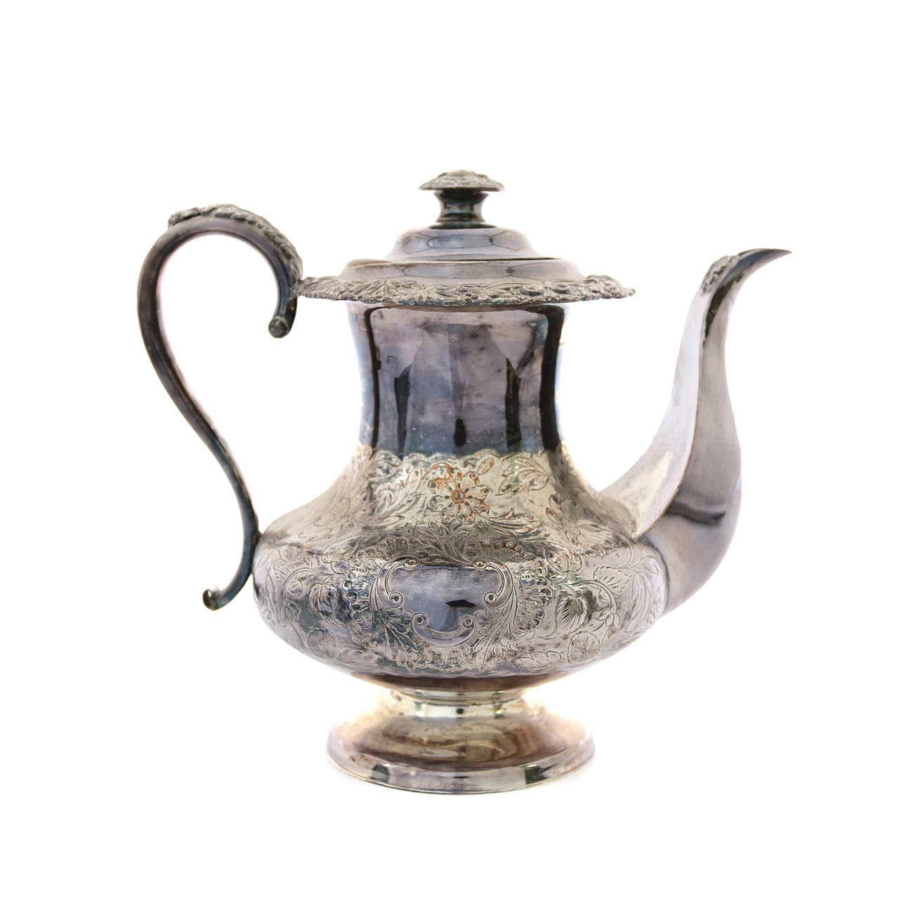 UNA VIEJA CAFETERA CON FORMA DE BALAUSTRE SHEFFIELD PLATE.