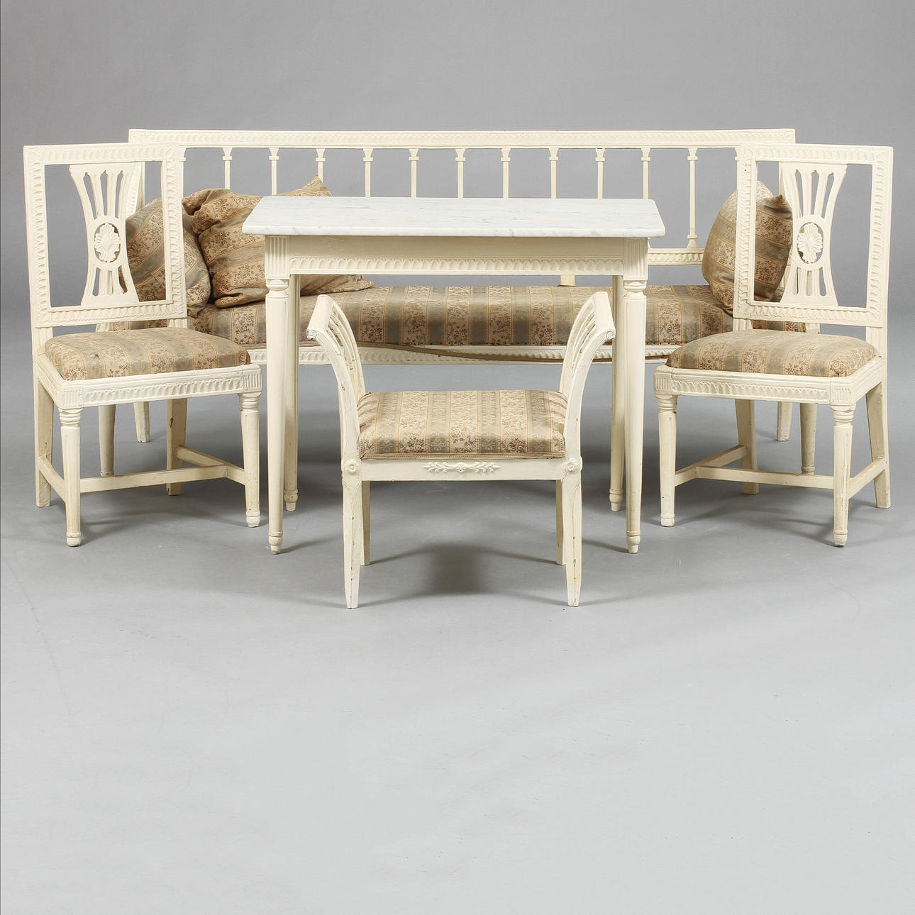 SALONGSMÖBEL, 5 delar, gustaviansk, 17/1800-tal.