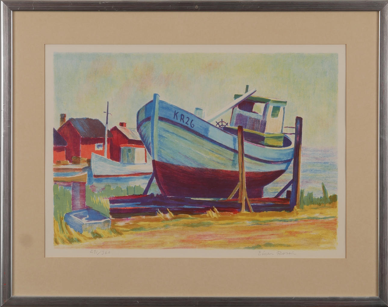 EINAR ROSÉN. Lithograph in colours, signed Einar Rosén.