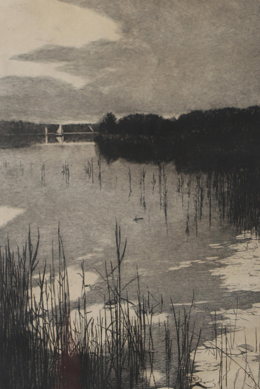 GEORG HAUSDORF. Sea landscape, etching, signed.