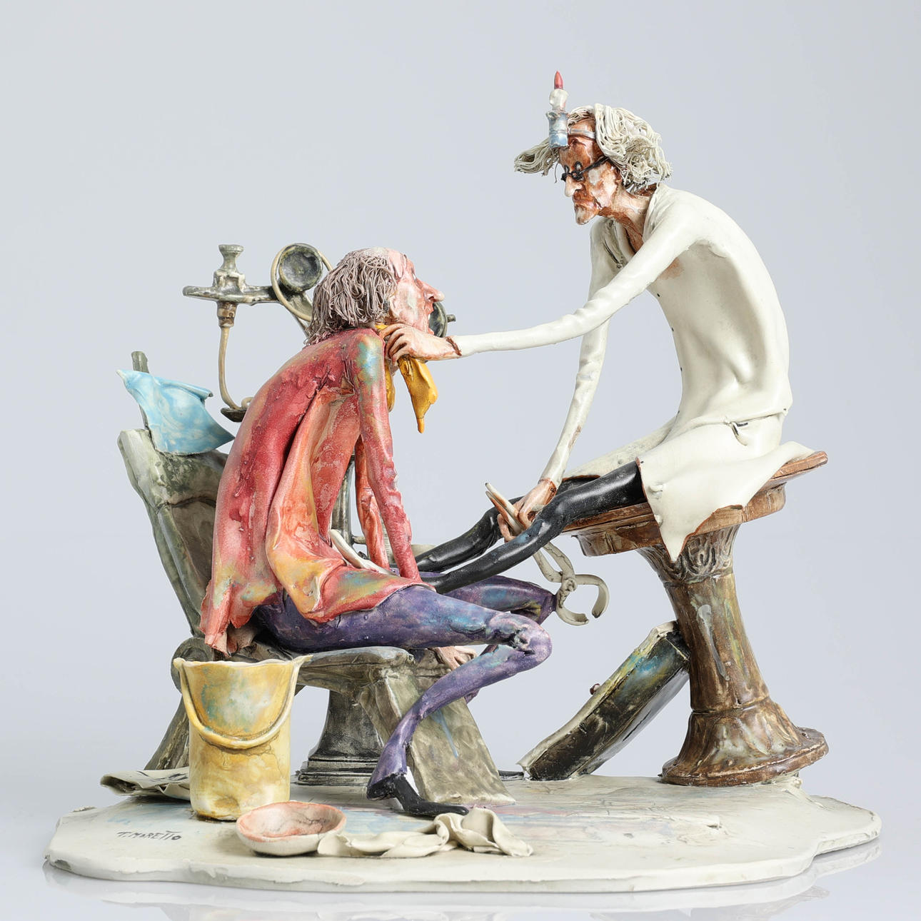 希少！Lo Scricciolo イタリア製　T.Moretto 磁器人形歯医者 TONI MORETTO (ITALIEN 1929-2011). Figurine, man on doctor's visit