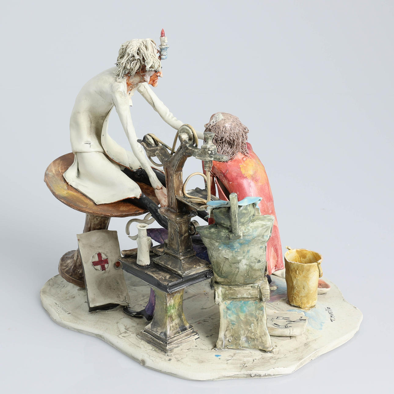 希少！Lo Scricciolo イタリア製　T.Moretto 磁器人形歯医者 TONI MORETTO (ITALIEN 1929-2011). Figurine, man on doctor's visit