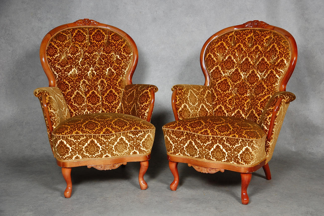 FÅTÖLJER, 1 par, nyrokokostil, 1900-talets mitt.