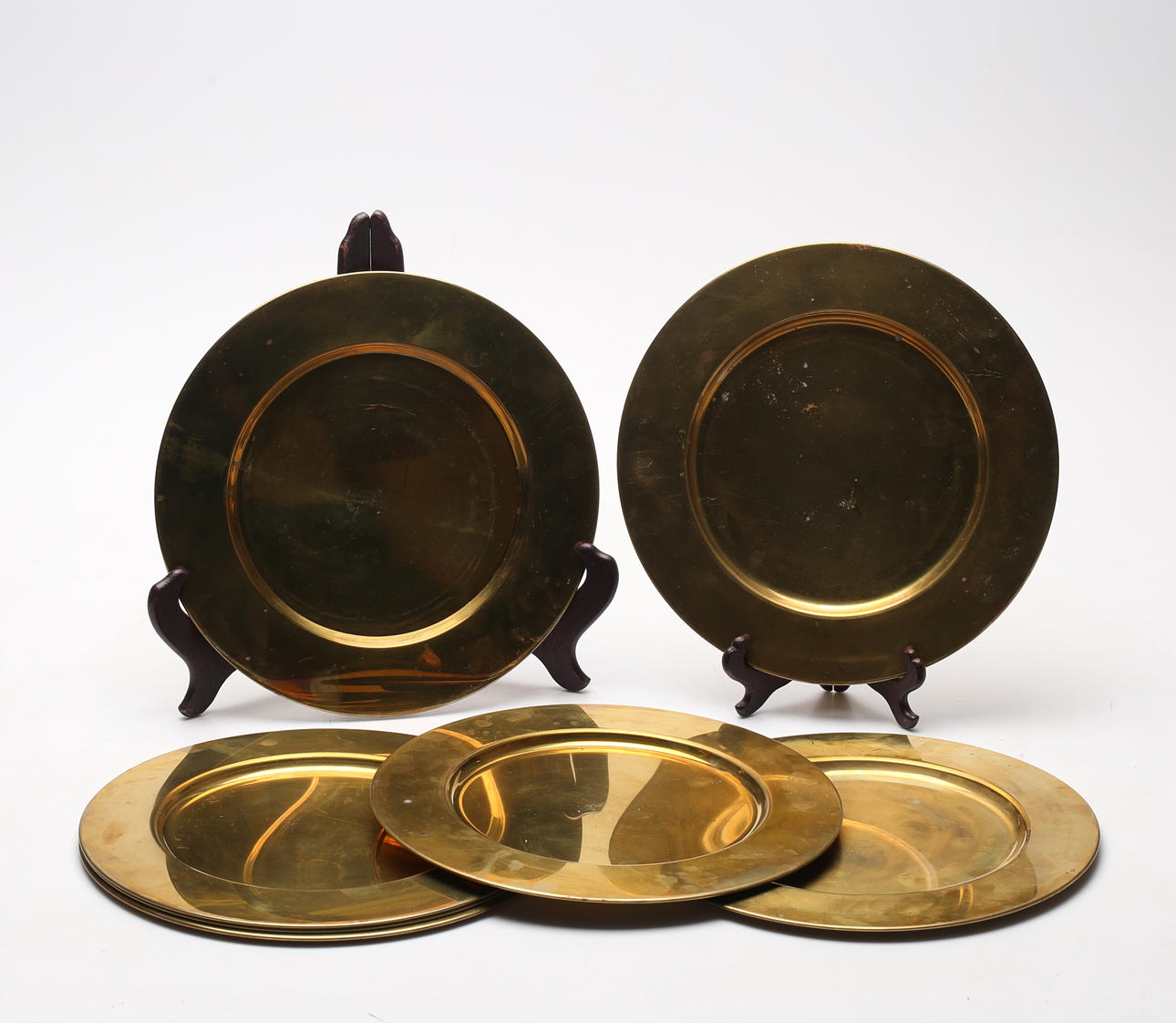 Envelope plates, 7 pieces, brass, including Stelton, Denmark.