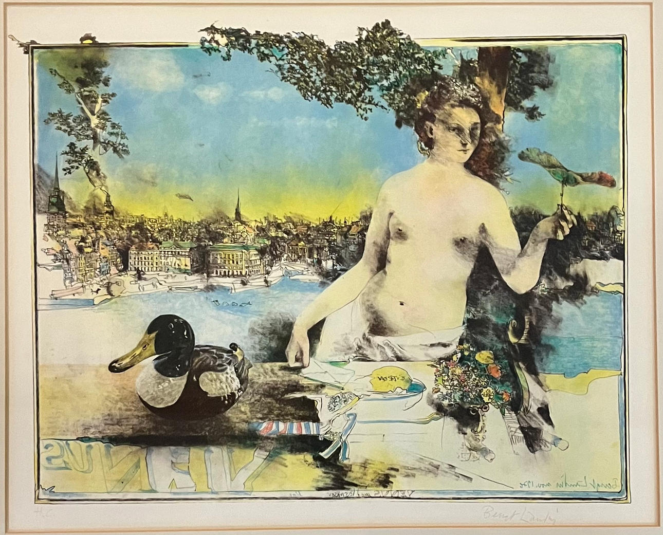 BENGT LANDIN. Color lithography. H.C. Signed.