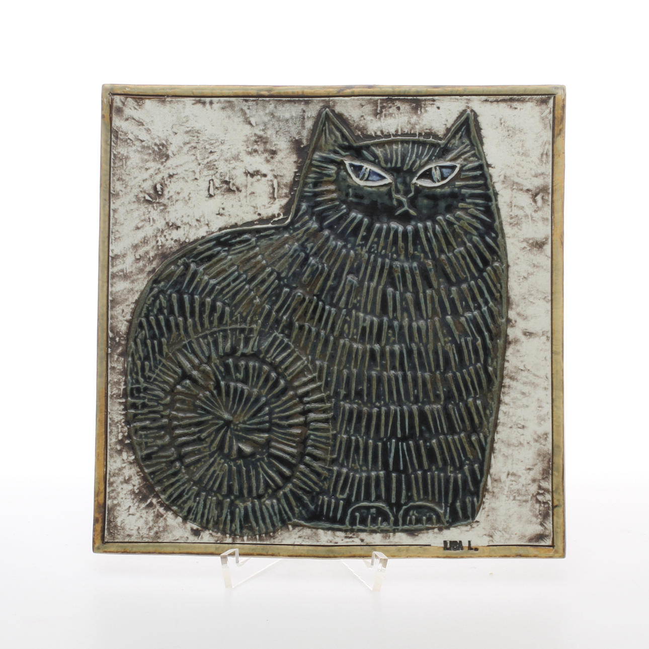 VÄGGPLAKETT, Katt, stengods, Lisa Larson, Gustavsberg.