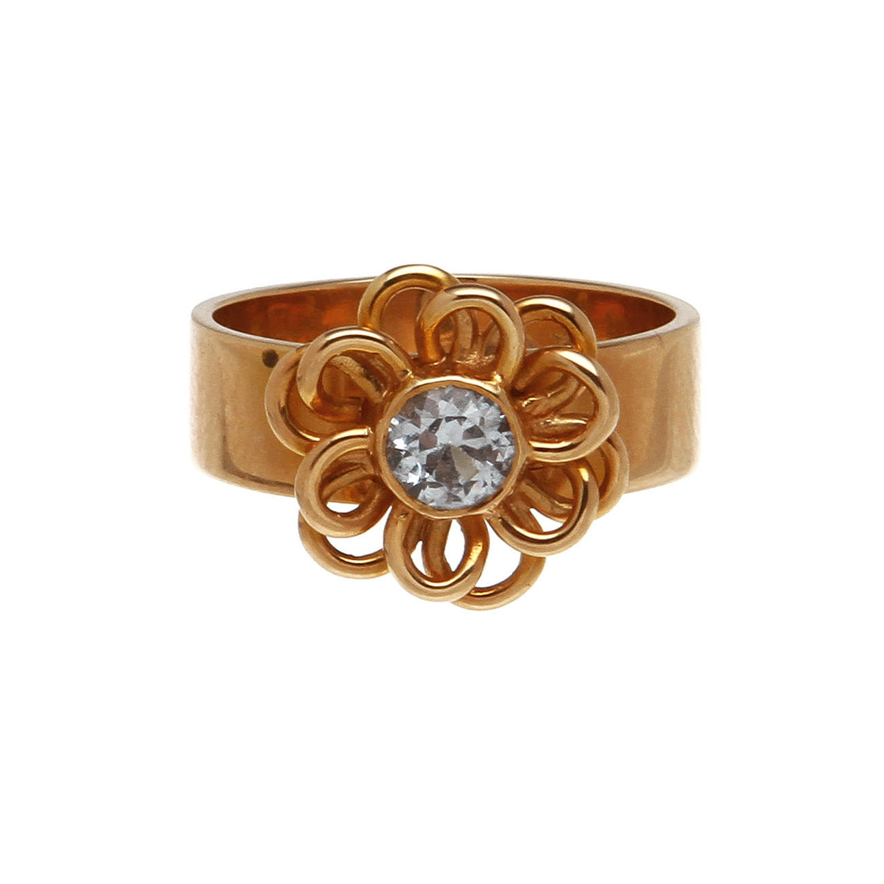 RING, 18k guld med sten, vikt 6,5 gram.