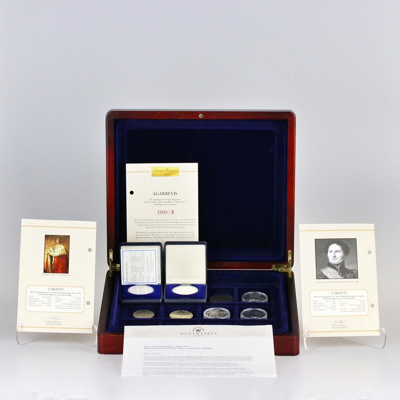 MINDEMØNTER, 8 stk. delvis sølv, se beskrivelse.