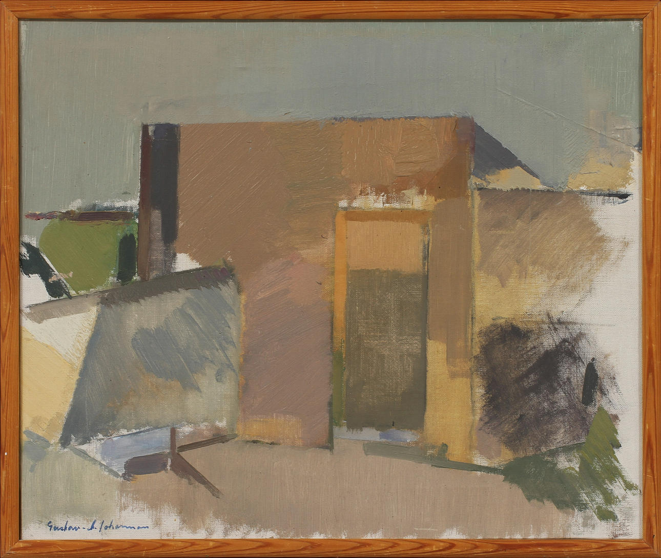 GUSTAV ADOLF JOHANSSON. Komposition, olja på duk, signerad.