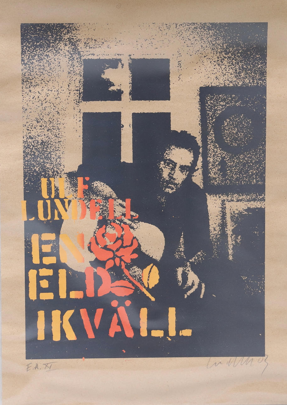 ULF LUNDELL. "En eld kväll" signerad, EA.