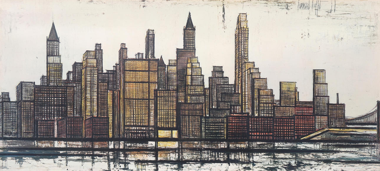 BERNARD BUFFET. Ltografiskt tryck, New York skyline.