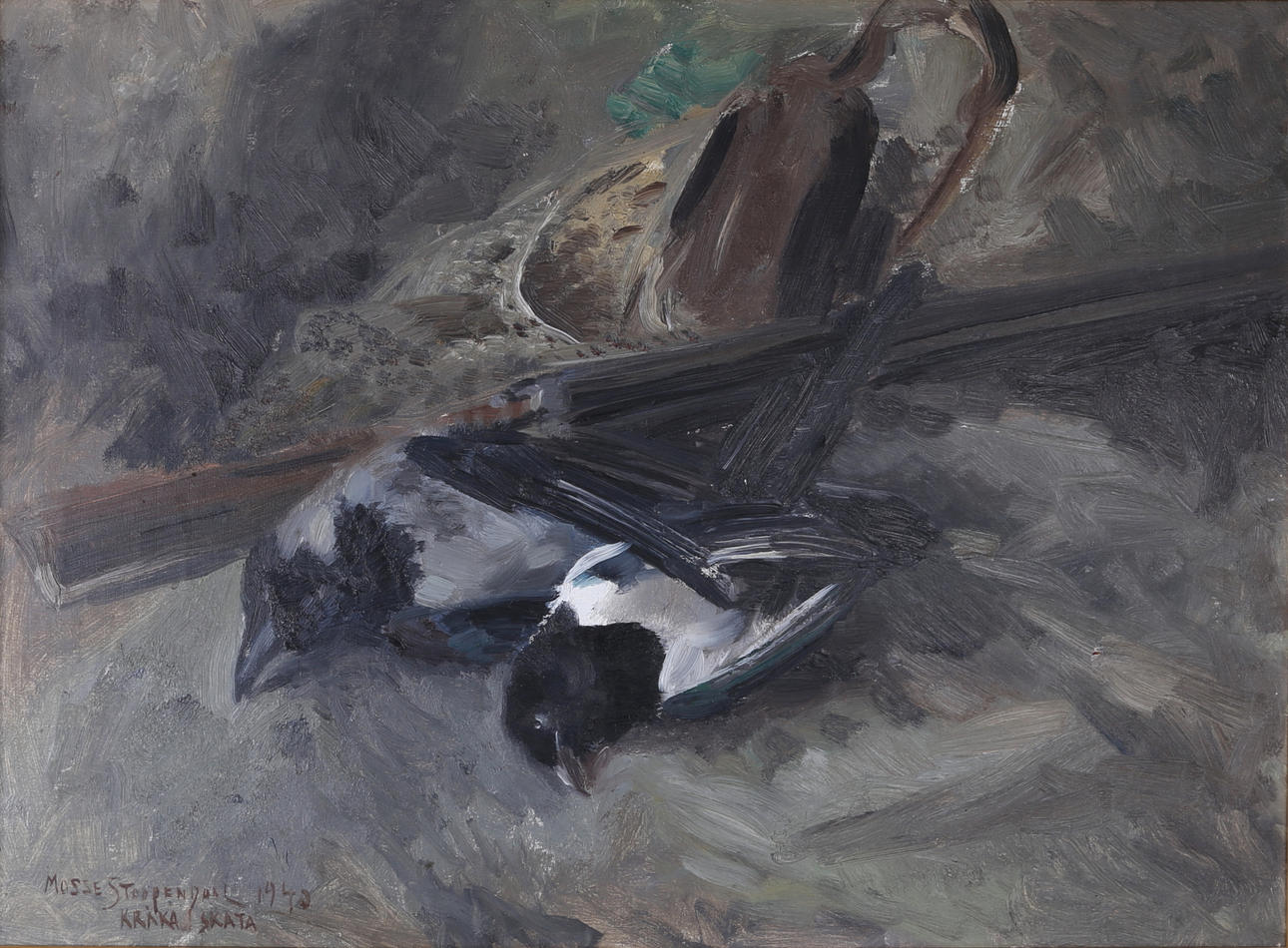 MOSSE STOOPENDAAL. "Kråka Skata", olja på duk.