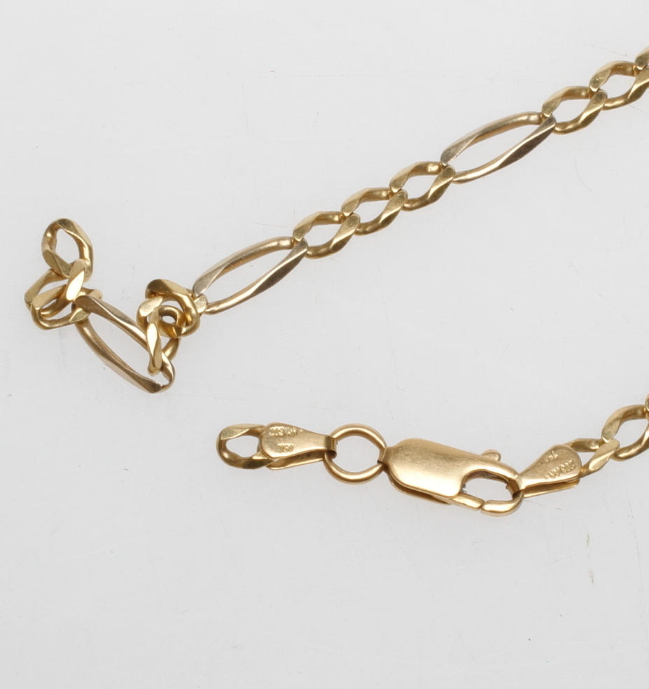 HALSKEDJA FIGARO, 18k guld, vikt ca 15,2 gr.