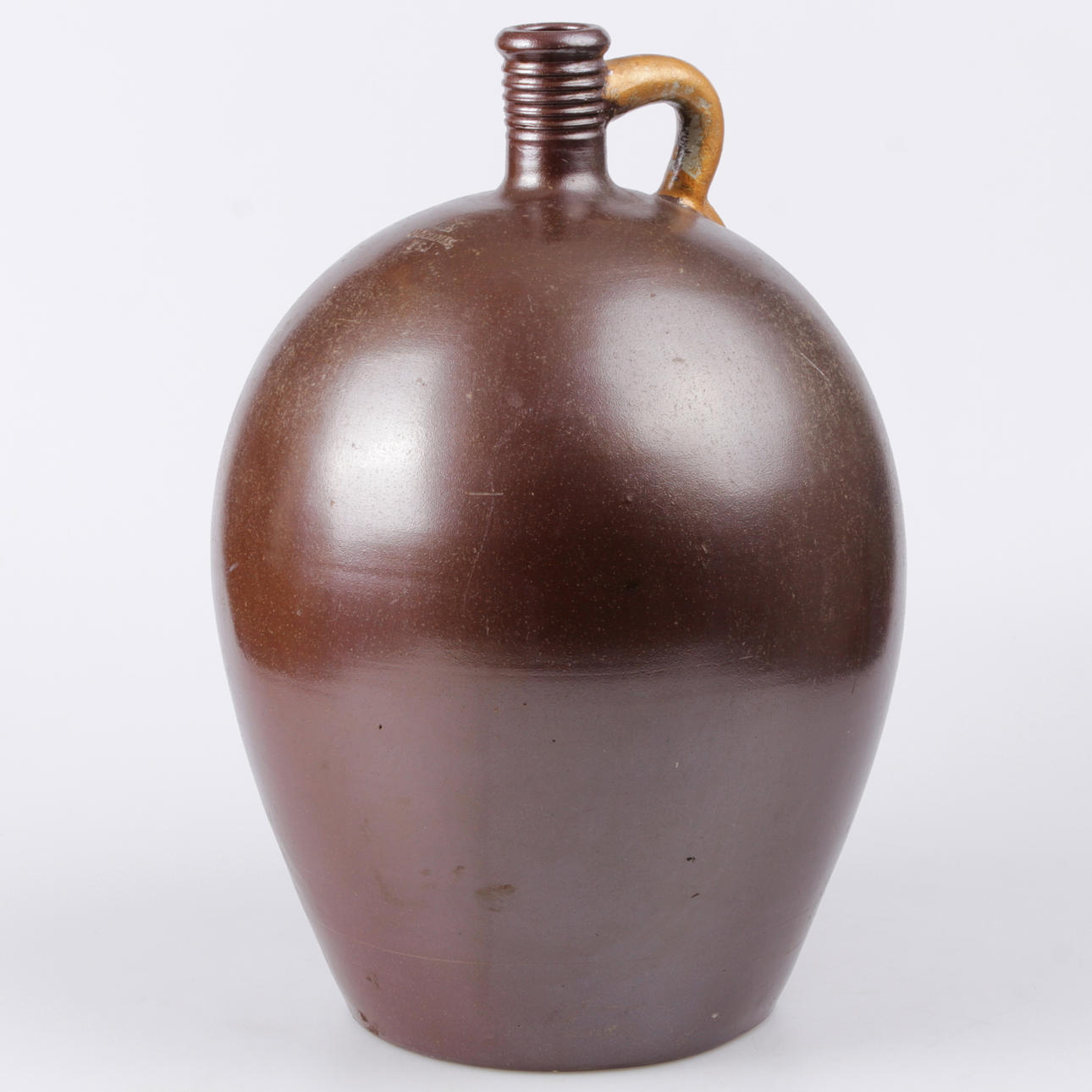 KANNA, med hänkel, saltglaserad, Jöns Engström, Höganäs, 1800-tal.