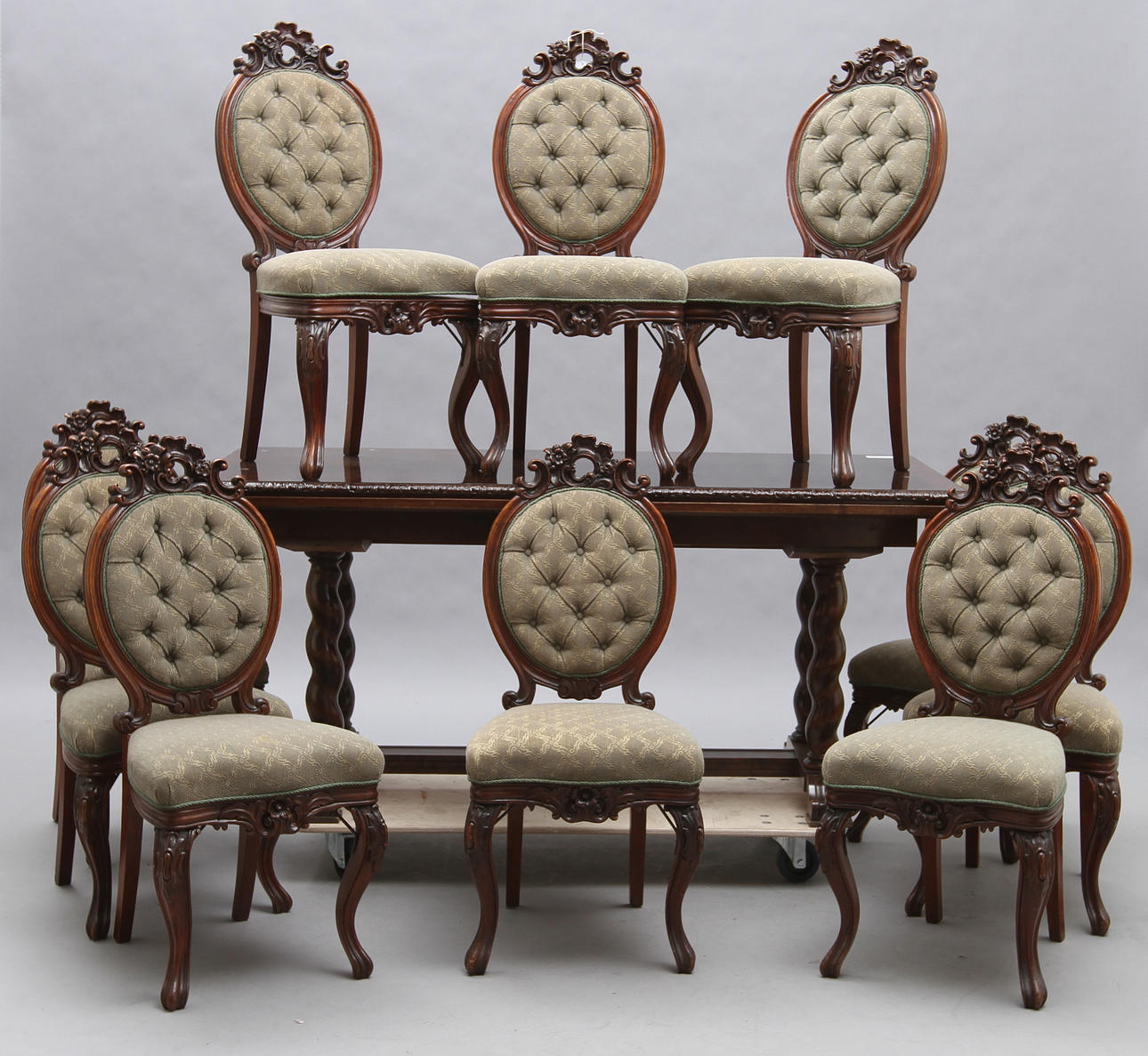 BORD med 10 STOLAR, barockstil samt nyrokoko, 18/1900-tal.