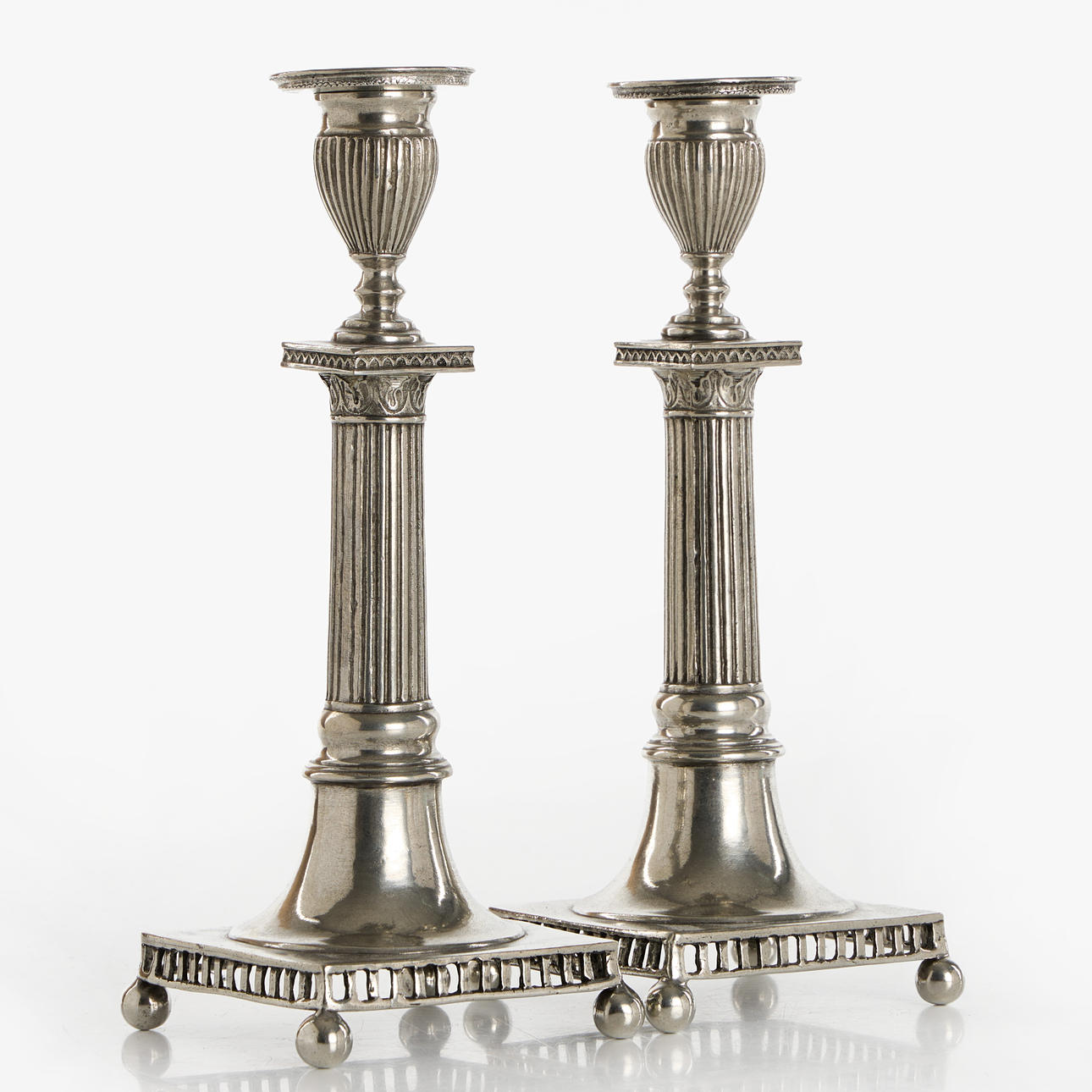 CANDLESTICKS, 1 pair, pewter, Gustavian style, Munka design.