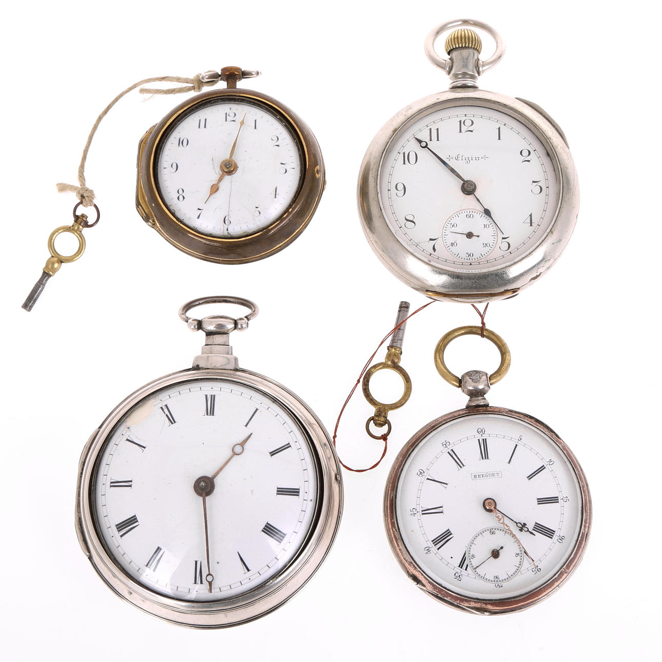 FICKUR, 4 st, spindelur, nyckeldragare, Elgin, Breguet, m fl.