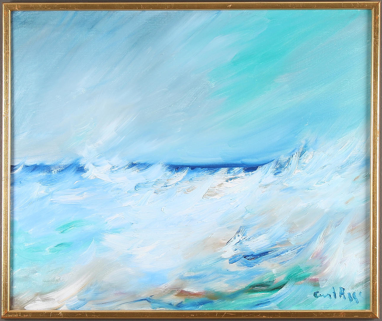 CURT AGGE. "Bränningar", olja på duk, signerad.