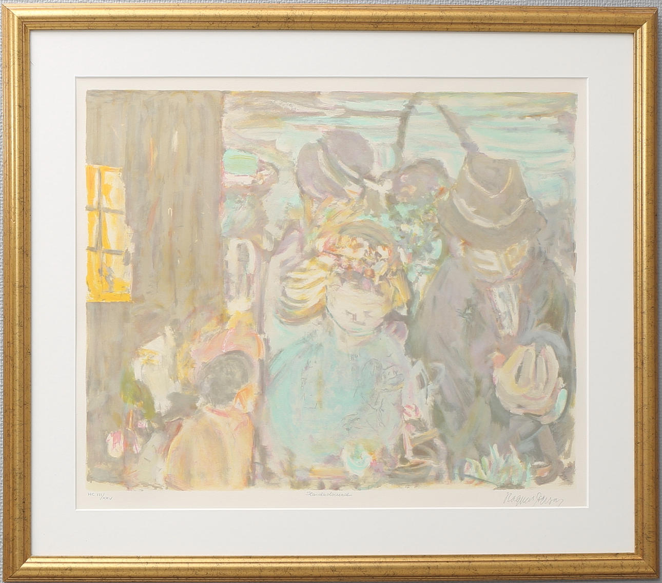 RAGNAR PERSON. Folksamling. Handkolorerad litografi, signerad och numrerad HC III/XXV.