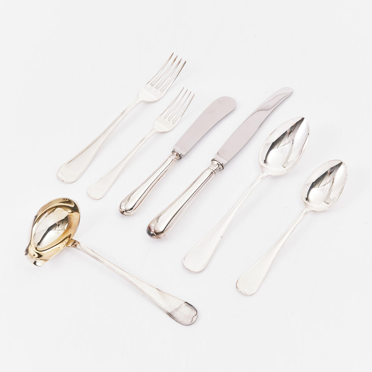 BESTICK, 79 dlr., silver, modell Svensk rund. GAB.