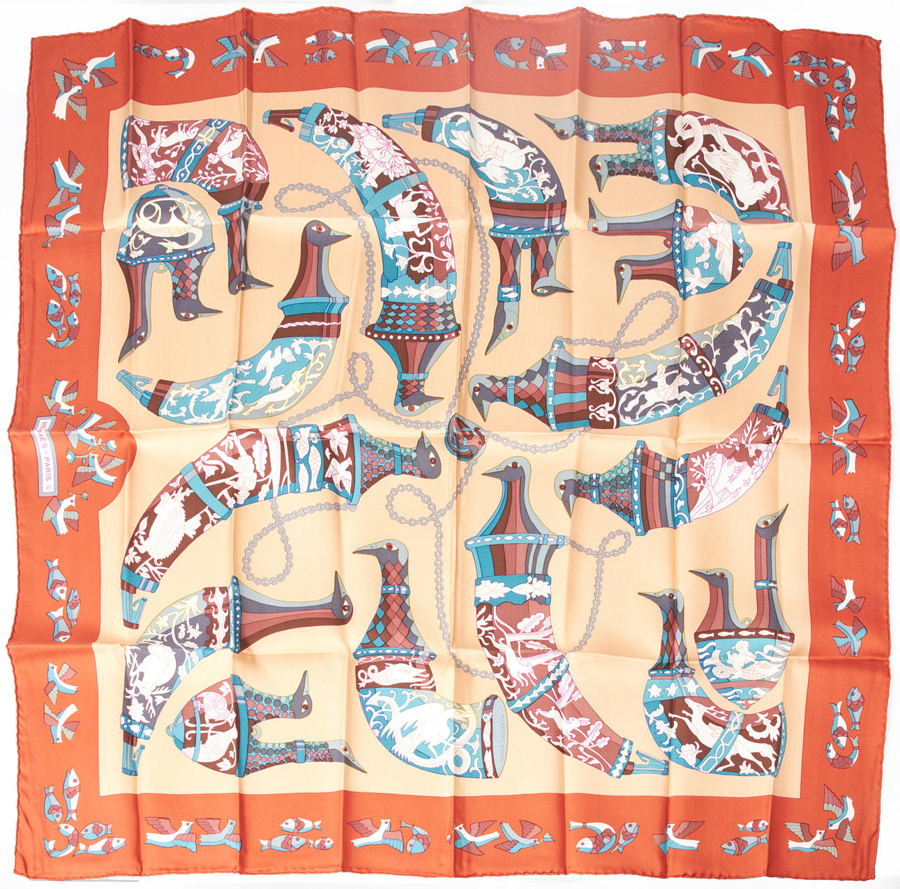 HERMÈS, scarf, marked Hermes, Paris.