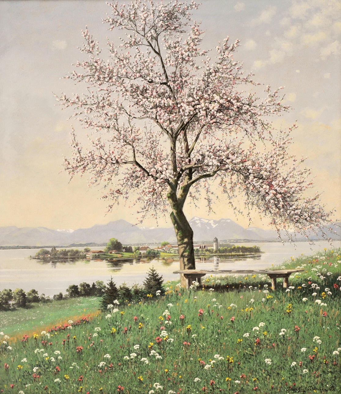 PHILLIP GRAF (1874 WÜRZBURG - 1947 PRIEN). Frühling am Chiemsee.