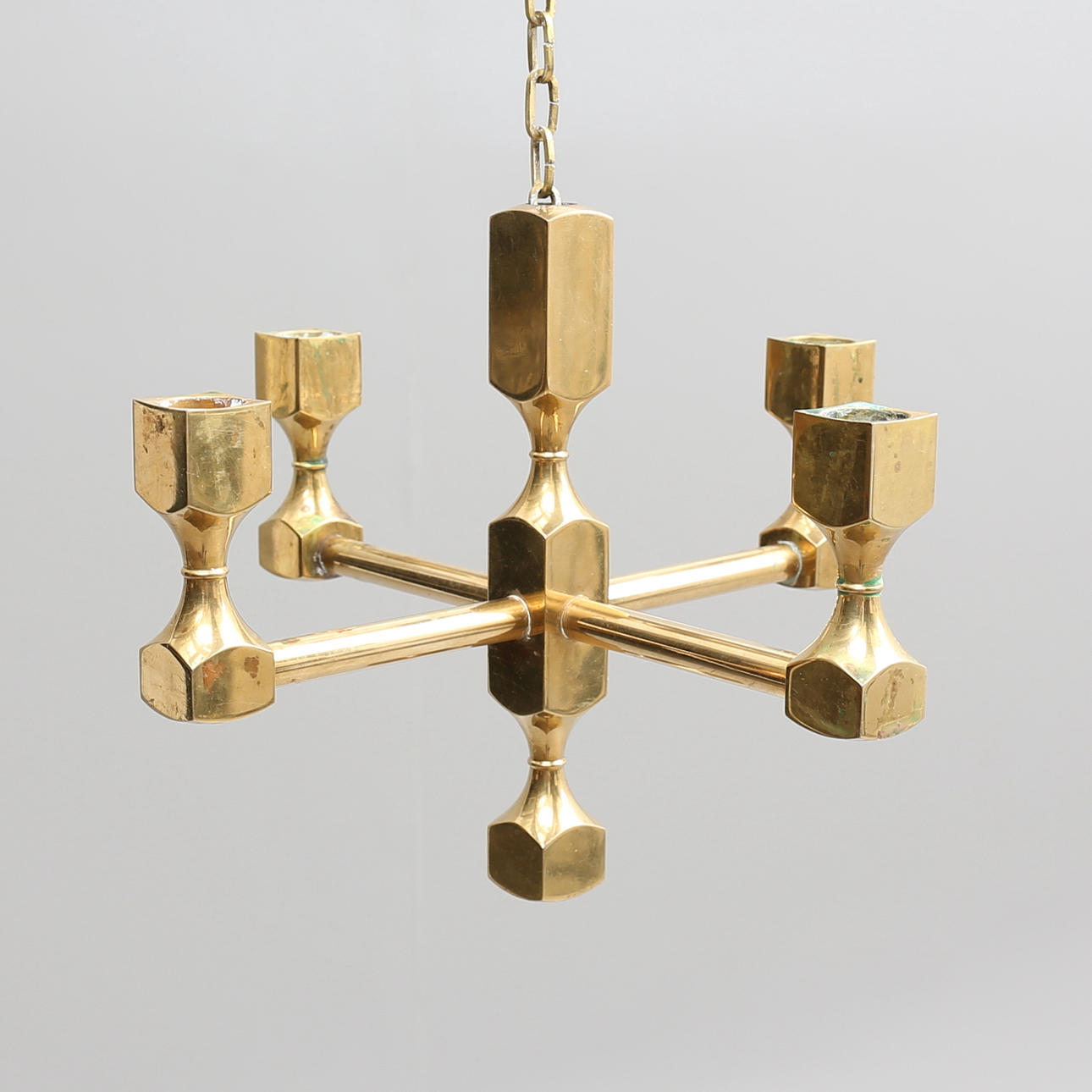 LJUSKRONA, mässing, 4-armad, Metallslöjden Gusum.