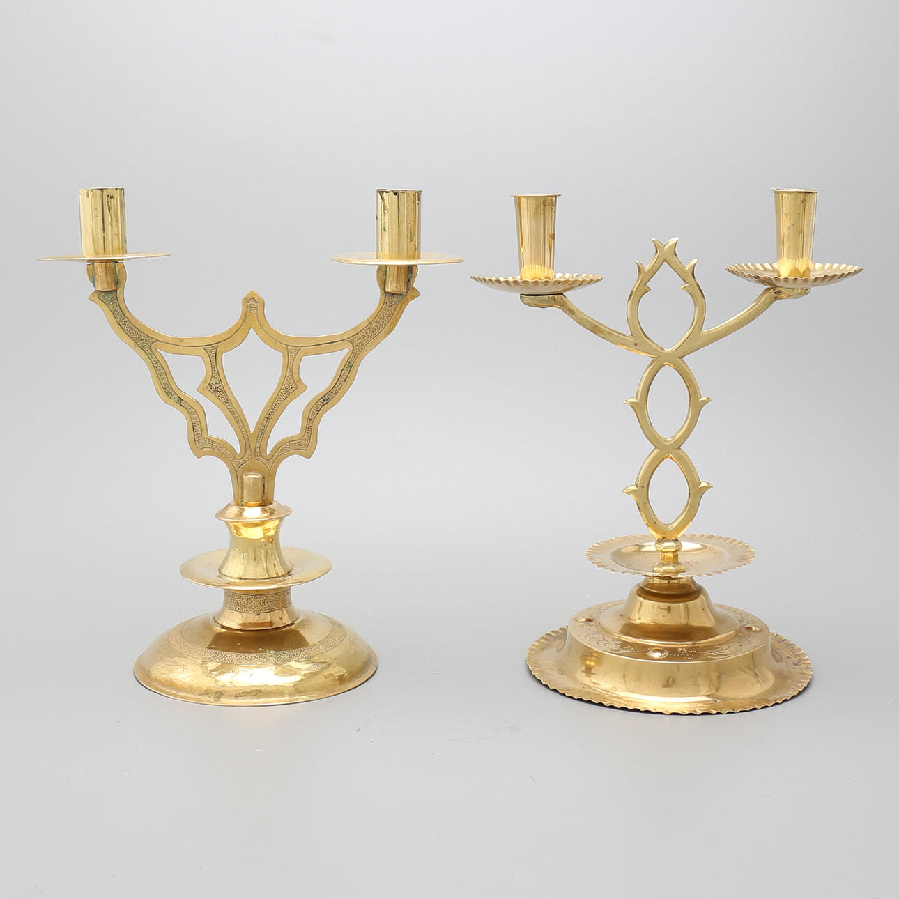 LJUSSTAKAR, 2 st, mässing, bl.a Blekingestake.