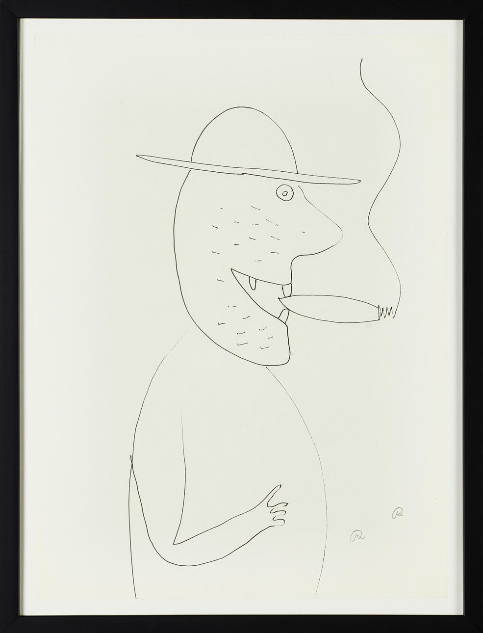 ROGER RISBERG (Sweden, Göteborg,1956-2011), Figure with hat in profile, monogram signed RR, ink drawing.