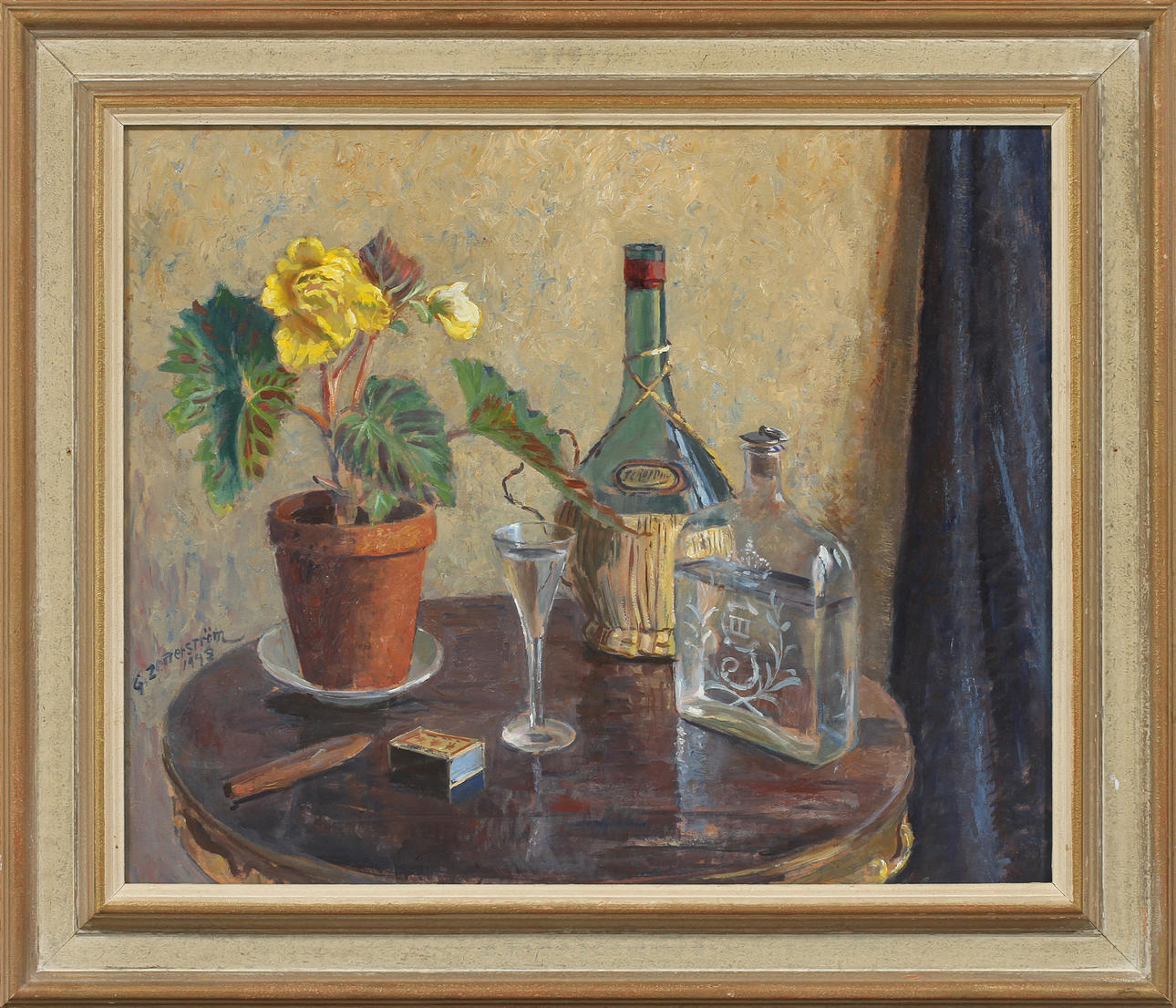 GUNNAR ZETTERSTRÖM. Stilleben, olja på pannå, signerad och daterad.